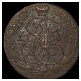 Russia Catherine II Copper 5 Kopecks  NEARLY UNCI