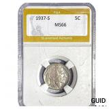 1937-S Buffalo Nickel PGA MS66
