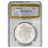1880-O Morgan Silver Dollar PGA MS62 PL