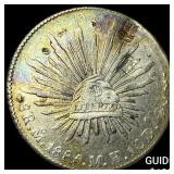 1885 Mexico Silver 8 Reales Punch Marked NEARLY UN