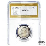 1950-D Washington Silver Quarter PGA MS67+