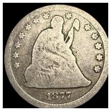 1877-CC Silver Seated Liberty Quarter NICELY CIRCU