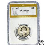 1932 Washington Silver Quarter PGA MS64
