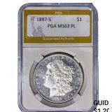 1897-S Morgan Silver Dollar PGA MS63 PL