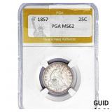 1857 Seated Liberty Quarter PGA MS62