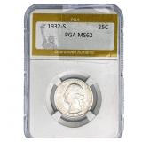 1932-S Washington Silver Quarter PGA MS62