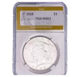 1928 Silver Peace Dollar PGA MS63