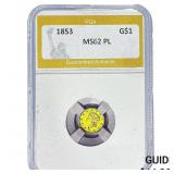 1853 Rare Gold Dollar PGA MS62 PL