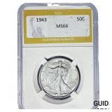 1943 Walking Liberty Half Dollar PGA MS66
