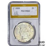 1928 Silver Peace Dollar PGA MS62