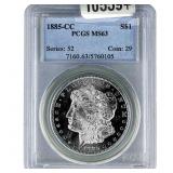 1885-CC Morgan Silver Dollar PCGS MS63
