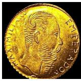 1865 Mexico Gold Maximilian 20 Pesos HIGH GRADE