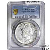 1921 Silver Peace Dollar PCGS MS64 High Relief