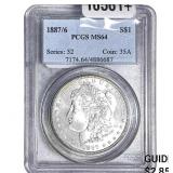1887/6 Morgan Silver Dollar PCGS MS64