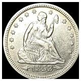 1853 Arrows Seated Liberty Quarter CLOSELY UNCIRCU