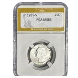 1935-S Washington Silver Quarter PGA MS66