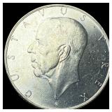 1938 Sweden Silver 2 Kroner UNCIRCULATED