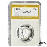 1932 Washington Silver Quarter PGA MS64