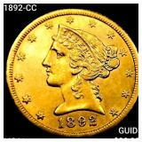 1892-CC $5 Gold Half Eagle