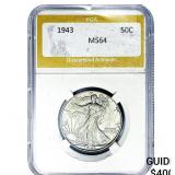 1943 Walking Liberty Half Dollar PGA MS64