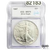 1987 SE ICG MS70 $1 Silver 1oz SE