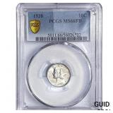 1938 Mercury Silver Cent PCGS MS66 FB