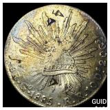 1885 Mexico Silver 1 Peso Punch Marked NEARLY UNCI