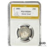 1883 Kingdom of Hawaii Quarter PGA MS64+ Toned