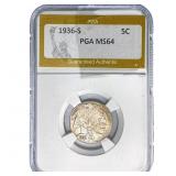 1936-S Buffalo Nickel PGA MS64