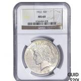 1922 Silver Peace Dollar NGC MS60