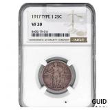 1917 Standing Liberty Quarter NGC VF20