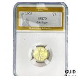 1998 1/10oz $5 Gold Eagle PGA MS70