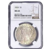 1924 Silver Peace Dollar NGC MS65
