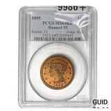 1855 Braided Hair Large Cent PCGS MS64 RD Slanted