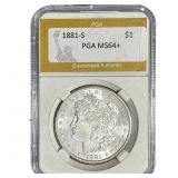 1881-S Morgan Silver Dollar PGA MS64+
