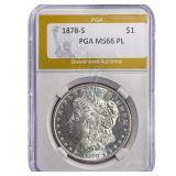 1878-S Morgan Silver Dollar PGA MS66 PL