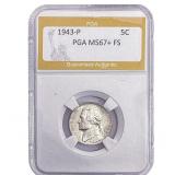 1943-P Jefferson Nickel PGA MS67+ FS