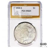1926-S Silver Peace Dollar PGA MS64