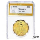 1998 1oz $50 Gold Eagle PGA MS70