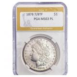 1878 7/8TF Morgan Silver Dollar PGA MS63 PL