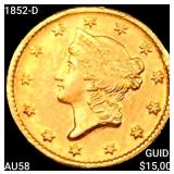 1852-D Rare Gold Dollar CHOICE AU