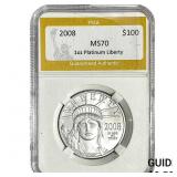 2008 1oz Platinum $100 Liberty PGA MS70