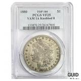 1880 Morgan Silver Dollar PCGS VF25 Knobbed 8