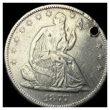 1877 Seated Liberty Half Dollar (holed) HIGH GRADE