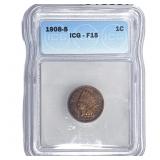1908-S Indian Head Cent ICG F15
