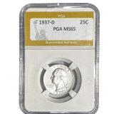 1937-D Washington Silver Quarter PGA MS65