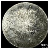 1892 Mexico Silver 8 Reales Punch Marked NEARLY UN