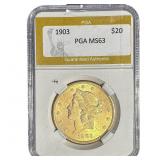 1903 $20 Gold Double Eagle PGA MS63