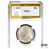 1875 Seated Liberty Half Dollar PGA MS64+