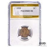 1919 Wheat Cent PGA MS65 RB